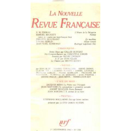 La nouvelle revue française n°358 / EO numerotée sur velin ( n° 6)