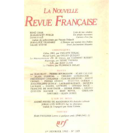 La nouvelle revue française n° 349 / EO numerotée sur velin ( n° 6)