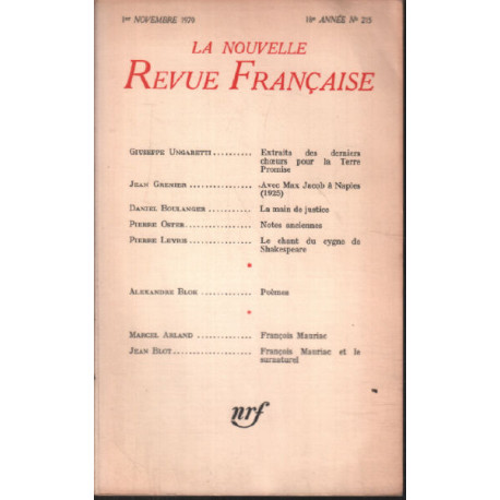 La nouvelle revue litteraire n° 215