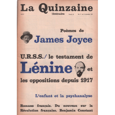 La quinzaine littéraire n° 38/ poemes de james joyce