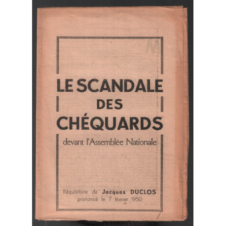 Le scandale des Chéquards devant l' Assemblée Nationale