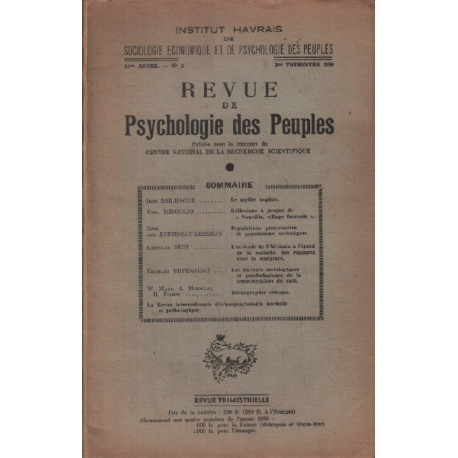 Revue de la psychologie des peuples / n° 3 /1956