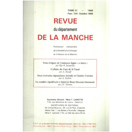 Revue du departement de la manche / tome 31 / fascicule 124 /...