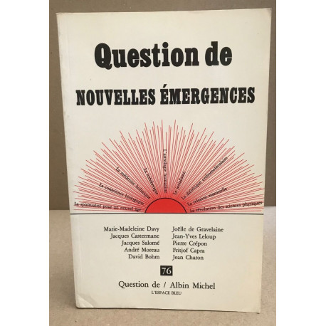 Question de n° 76 / nouvelles émergences