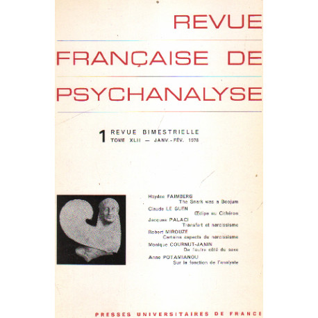 Revue francaise de psychanalyse Tome XLII 1