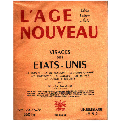 L'age nouveau n° 74-75-76 / visages des états-unis