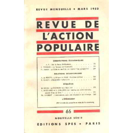 Revue de l'action populaire n° 66