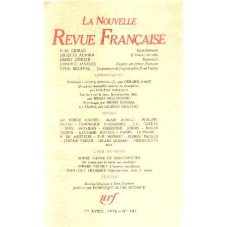 La nouvelle revue francaise n°303 / EO numerotée sur velin ( n° 6 )