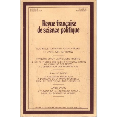 Revue francaise de science politique vol 33 n° 6