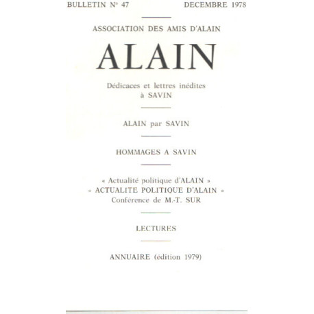 Association des amis d'alain n° 47 / alain : dédicaces et lettres...