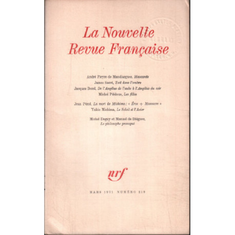 La nouvelle revue litteraire n° 219