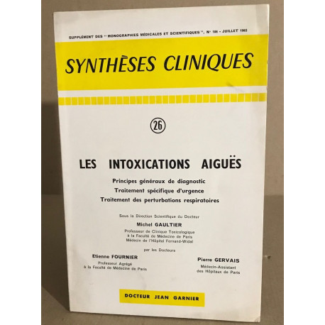 Les intoxications aiguës