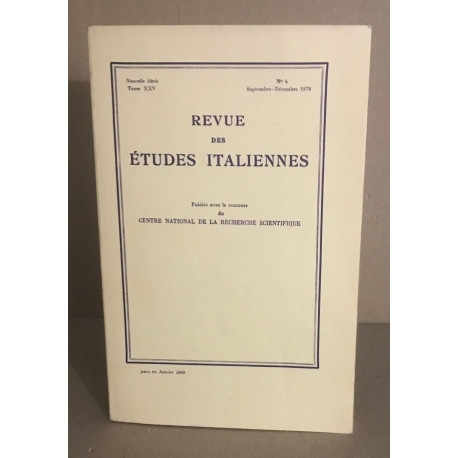 Revue des etudes italienne n° 25