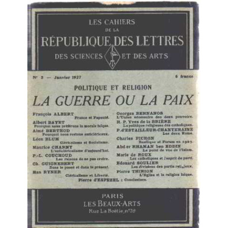 Les cahiers de la republique des lettres n° 5 / politique et...