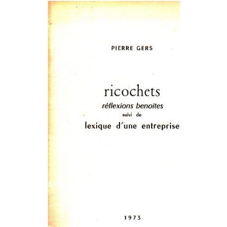 Ricochets / réflexions benoites suivi de lexique d'une entreprise