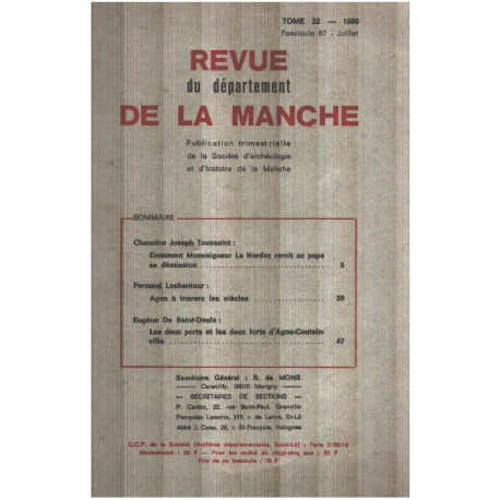 Revue du departement de la manche / tome 22 fascicule 87