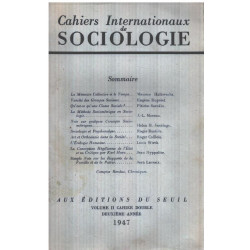 Cahiers internationaux de sociologie / volume II / deuxième année