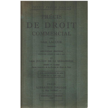 Précis de droit commercial / neuvième édition