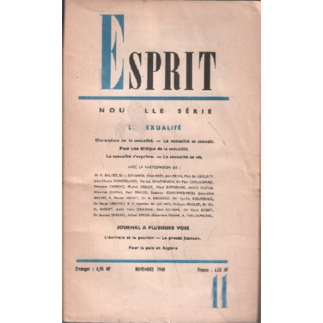 Esprit n° 11 / la sexualité