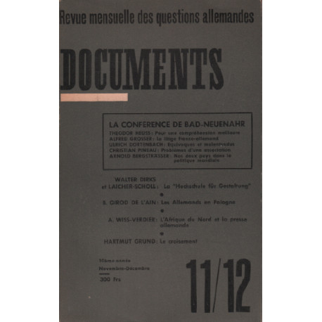 Revue mensuelle des questions allemandes / documents n° 11-12/ la...