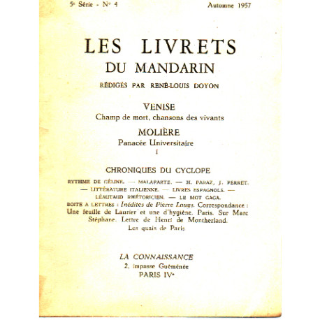 Les Livrets du Mandarin 5è série N° 4 - Venise Champ de mort...