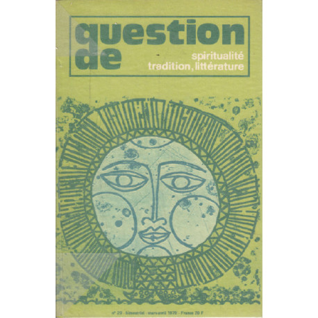 Spiritualité tradition litterature / question de n° 29