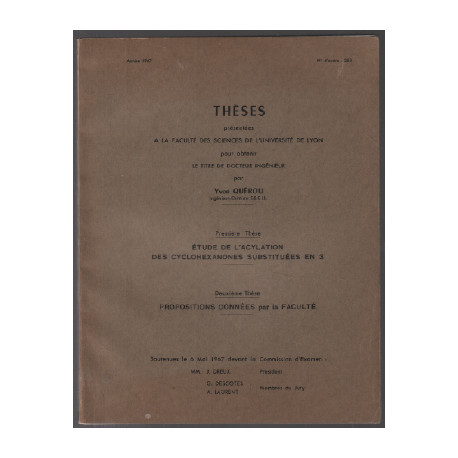 Thèses : Étude de l'acylation des cyclohexanones substituées en 3