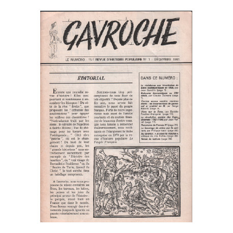 Revue d'histoire populaire / gavroche n° 1