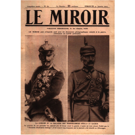 Le miroir publication hebdomadaire n° 62 / la guerre et la maladie...