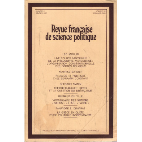 Revue francaise de science politique vol 33 n° 1