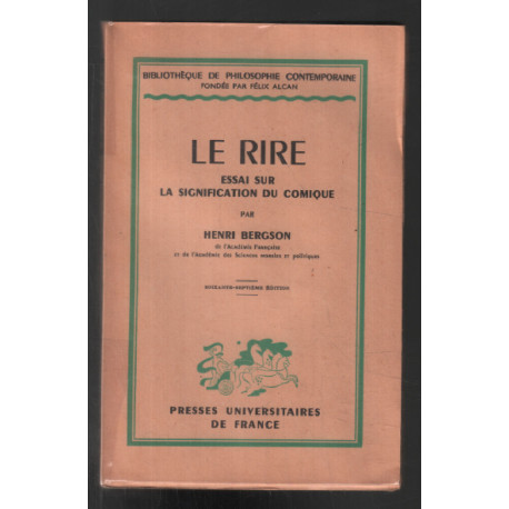 LE RIRE : essai sur la signification du comique 1946