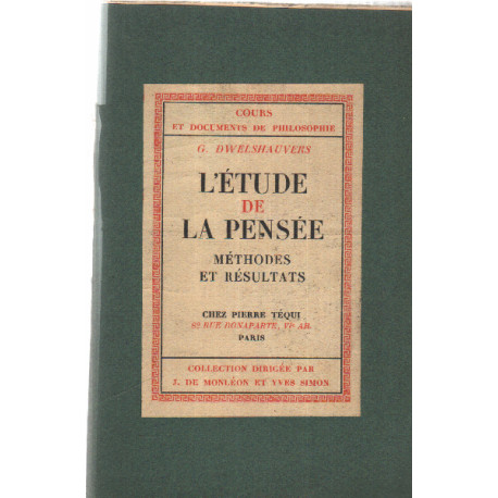 L'étude de la pensée / méthodes et résultats