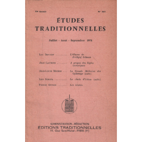 Etudes traditionnelles n° 461 / juillet-aout-septembre 1978