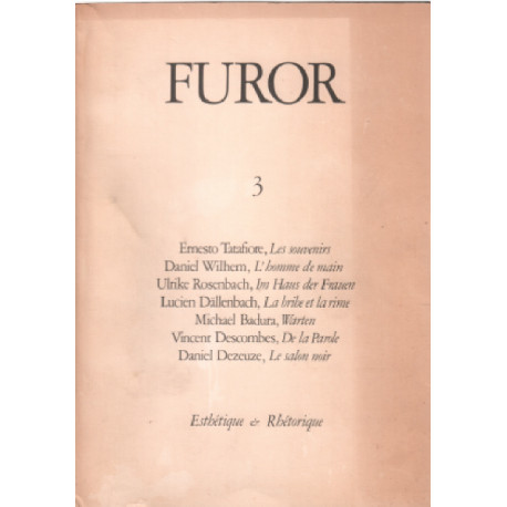 Esthetique et rethorique / revue furor n° 3