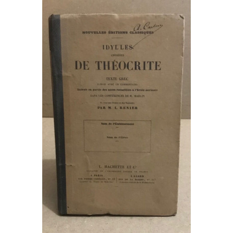 Idylles choisies de théocrite / texte grec avec une otice et des...