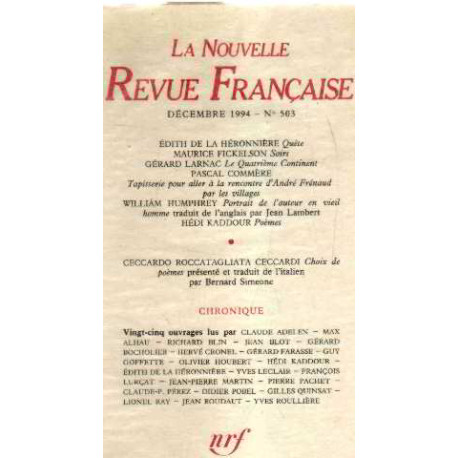 La nouvelle revue française n°503 / EO numerotée sur velin ( n° 6)