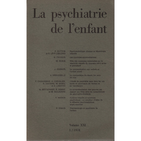 La psychiatrie de l'enfant / tome XXI