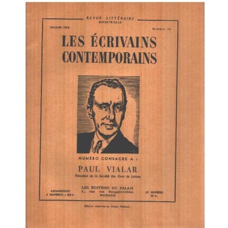 Les écrivains contemporains n° 12 / paul vialar