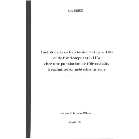 Intérêt de la recherche de l'antigèbne HBs et de l'anticorps anti...