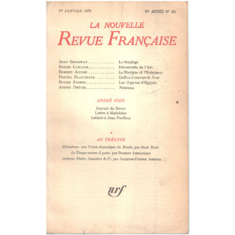 La nouvelle revue française n° 205/ andre gide : journal du maroc...