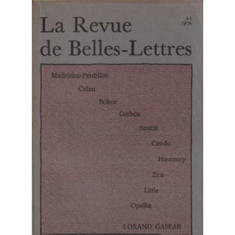 La revue de belles-lettres n°3-4