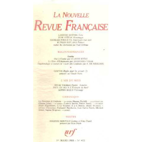 La nouvelle revue francaise n° 422 / EO numerotée sur velin ( n° 6 )