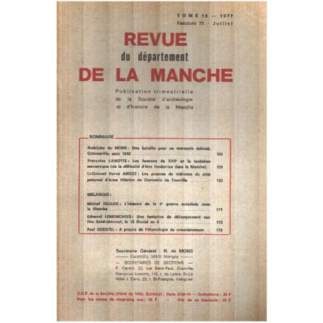 Revue du departement de la manche / tome 19 / fascicule 75