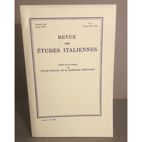 Revue des etudes italienne n° 26