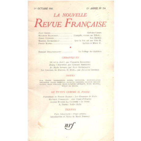 La nouvelle revue française n° 154