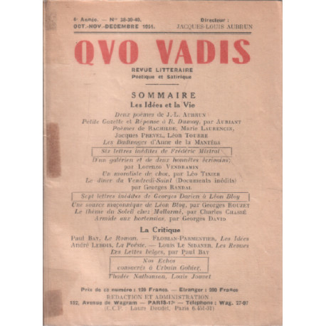 Revue litteraire quo vadis n° 38-39-40