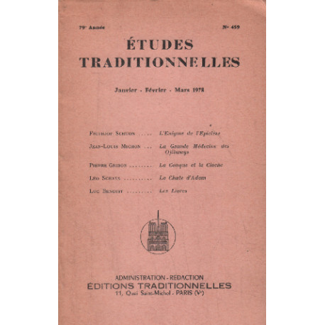 Etudes traditionnelles n° 459 / janvier fevrier mars 1978