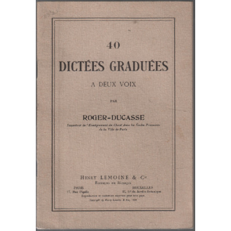 40 dictées graduées à deux voix