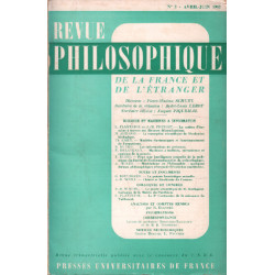 Revue philosophique/ avril-juin 1962 / abeloos : la conception...