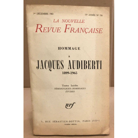 La nouvelle revue française n° 156 / hommage à Jacques Audiberti...